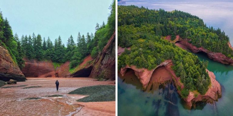 You Can Walk On The Ocean Floor & Explore Mysterious Caves At This Seaside Village In Canada