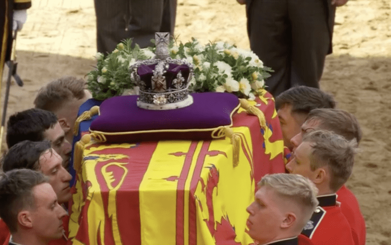 The which means behind the Imperial State Crown and flowers on Queen Elizabeth II’s coffin