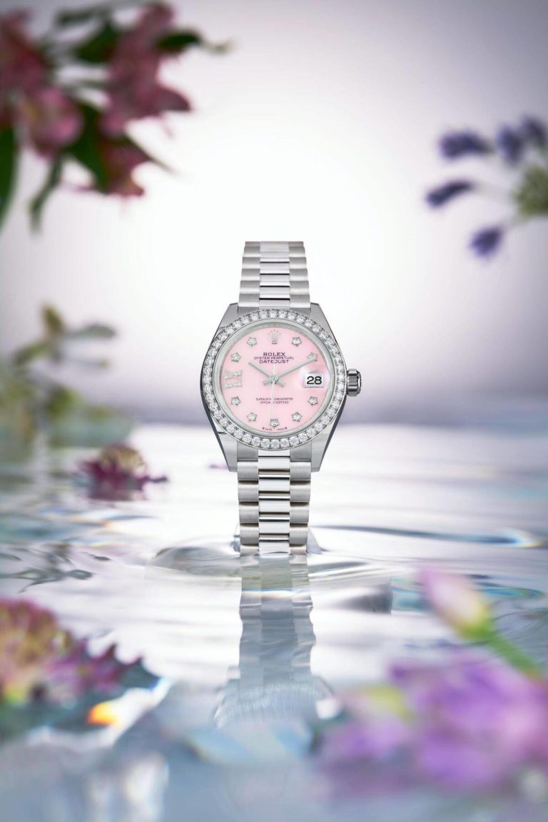 Pink Opal & Diamonds Embellish the Rolex Oyster Perpetual Girl-Datejust