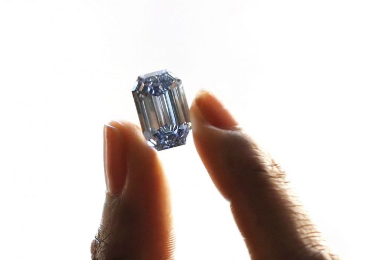 ‘Extraordinarily’ uncommon 15-carat blue diamond sells at public sale for nearly $60 million