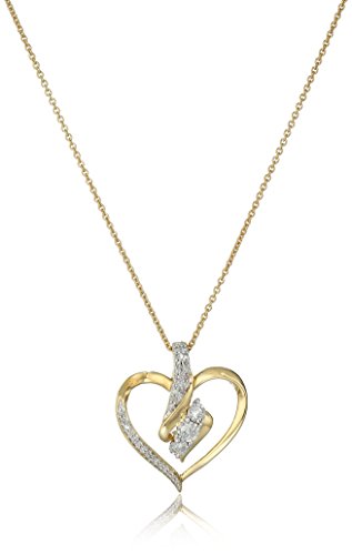 Sterling Silver Diamond 3 Stone Coronary heart Pendant Necklace (1/4 cttw), 18″