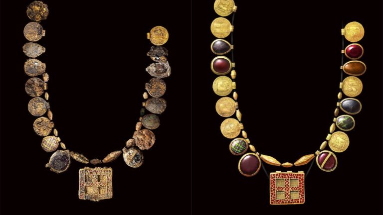 ‘Astonishing’ 1,300-Yr-old Gold and Gemstone Necklace is the Richest Ever Uncovered in Britain