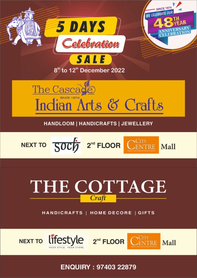 A grand celebration sale of Kashmiri handicrafts emporium will likely be held from December 8 to 12 on the Metropolis Centre Mall – Mangalore Meri Jaan