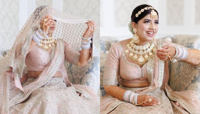 Sabyasachi Bride Wore A Serene Blush Pink Lehenga Paired With ‘Jhoomar’ Jewelry At Her Wedding ceremony