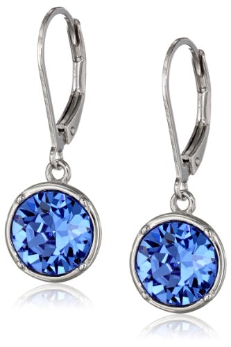 Amazon Assortment Sterling Silver Sapphire Blue Spherical Leverback Dangle Earrings Made with Swarovski Crystal