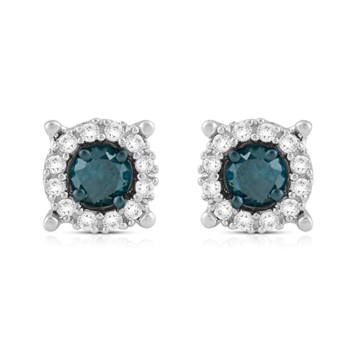 Jewelili Spherical Diamond Stud Earrings 1/4 CTTW in Sterling Silver