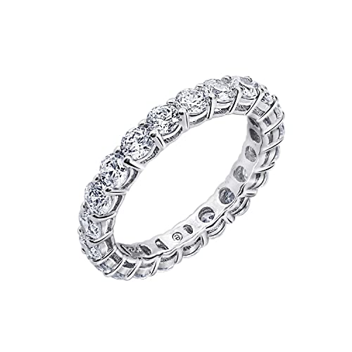 Amazon Assortment Platinum-Plated Sterling Silver All-Round Band Ring set with Spherical Infinite Parts Cubic Zirconia (3 cttw), Dimension 7