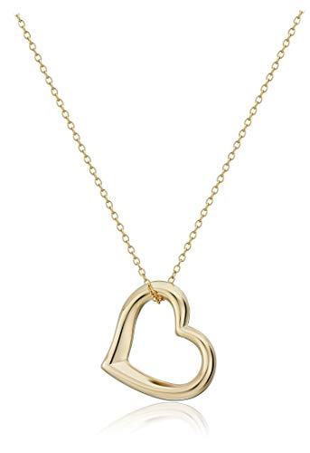 Amazon Assortment ladies 18k Yellow Gold Plated Sterling Silver Open Coronary heart Pendant Necklace, 18″