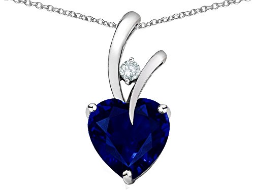 Coronary heart Form 8mm Created Sapphire Pendant in .925 Sterling Silver