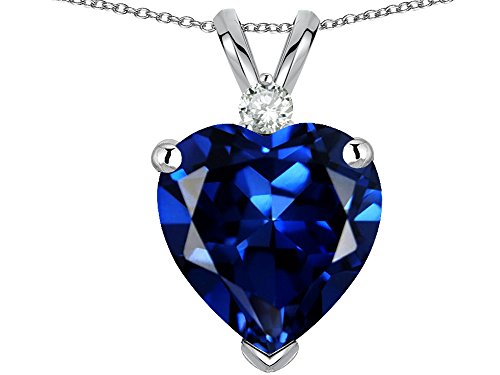 Star Okay 8mm Created Sapphire Coronary heart Pendant Necklace 10 kt White Gold