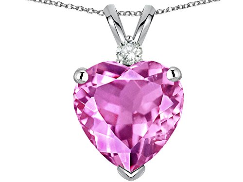 Star Okay 8mm Coronary heart Form Created Pink Sapphire Coronary heart Pendant Necklace 14 kt White Gold