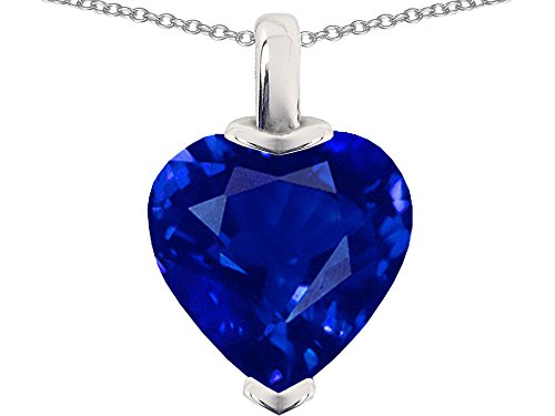 Star Ok Coronary heart Formed 10mm Created Sapphire Pendant Necklace Sterling Silver