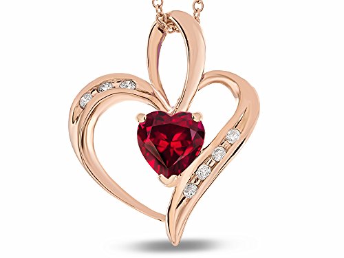 Star Ok Coronary heart Form 6mm Created Ruby Pendant Necklace 10 kt White Gold