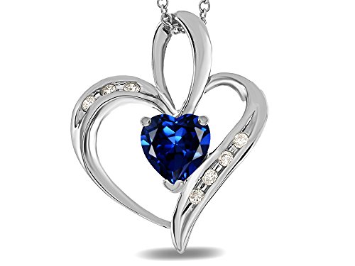 Star Ok Coronary heart Form 6mm Created Sapphire Pendant Necklace 14 kt White Gold