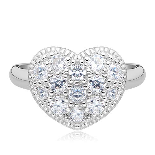 MORGAN & PAIGE .925 Sterling Silver Pavé-Set Cubic Zirconia Coronary heart Ring – Measurement 9