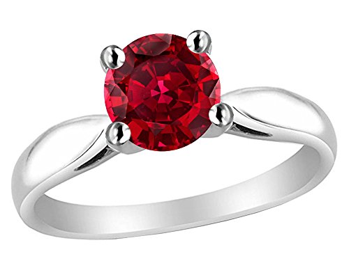 Star Okay 7mm Spherical Created Ruby Ring Sterling Silver Measurement 7