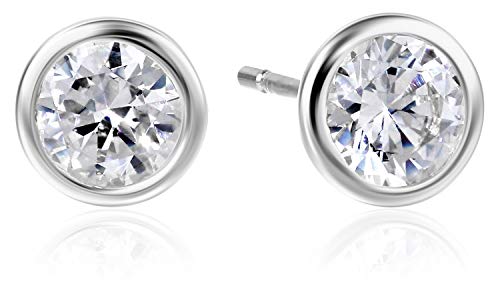 Amazon Necessities Sterling Silver AAA Cubic Zirconia Bezel Stud Earrings (6mm)