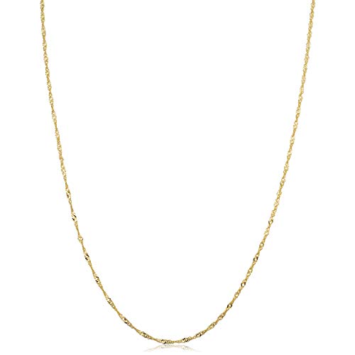 Kooljewelry 10k Yellow Gold Singapore Chain Necklace (1 mm, 24 inch)