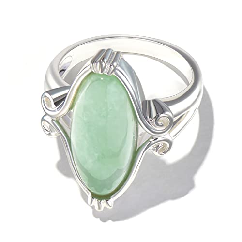 MORGAN & PAIGE Pale Inexperienced Jade Ring for Girls, Classic Oval Gemstone, Pure 925 Sterling Silver, Celtic Jewellery Scrollwork Setting