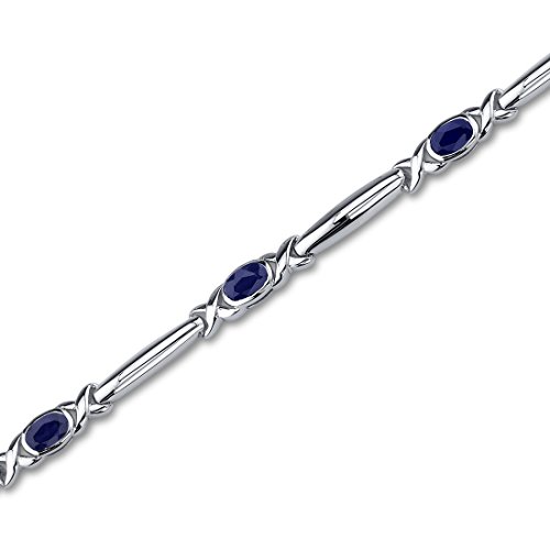 Peora Created Blue Sapphire 5-Stone Open Infinity Bracelet for Girls 925 Sterling Silver, 2.75 Carats whole, Oval Form 6x4mm, 7 1/4 inch lenght