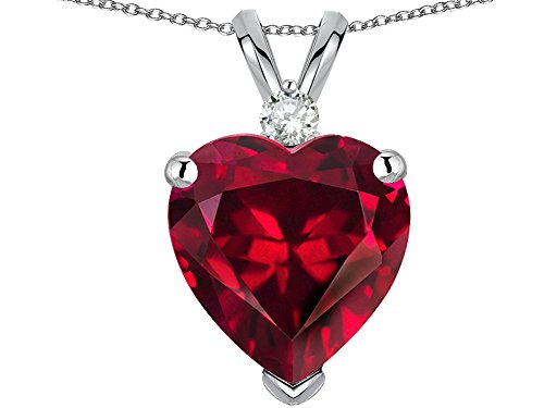 Star Ok 8mm Created Ruby Coronary heart Pendant Necklace 10 kt White Gold