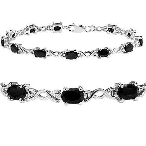 Amanda Rose Assortment 7ct tgw Sapphire Infinity Tennis Bracelet for Ladies set in Sterling Silver ( 7 1/4 inches) | Actual Sapphires in Sterling Silver