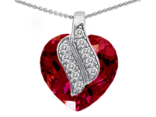 Star Okay Massive 15mm Coronary heart Form Created Ruby Soul Mate Pendant Necklace Sterling Silver