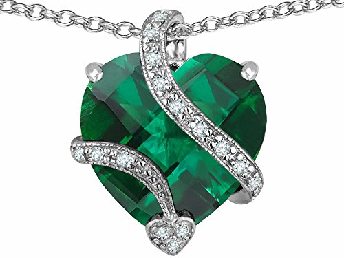 Star Okay Giant 15mm Coronary heart Formed Simulated Emerald Pendant Necklace Sterling Silver