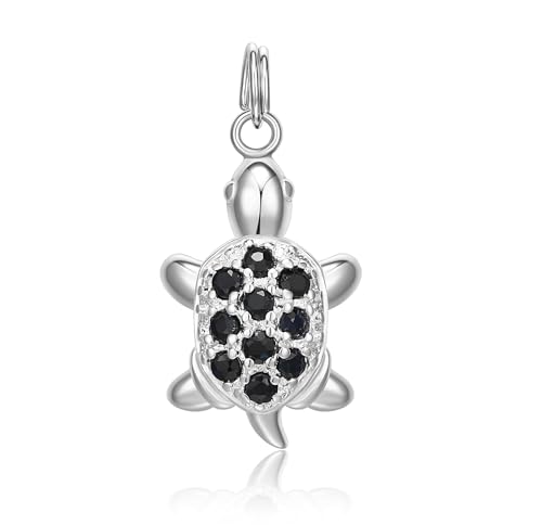 MORGAN & PAIGE Sterling Silver Real Blue Sapphire Pave-Setting Clasp Drop Type Turtle Appeal