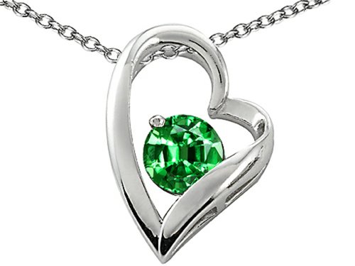 Star Ok 7mm Spherical Simulated Emerald Coronary heart Pendant Necklace Sterling Silver