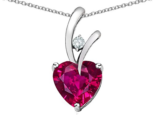 Star Okay Coronary heart Form 8mm Created Ruby Limitless Love Pendant Necklace Sterling Silver